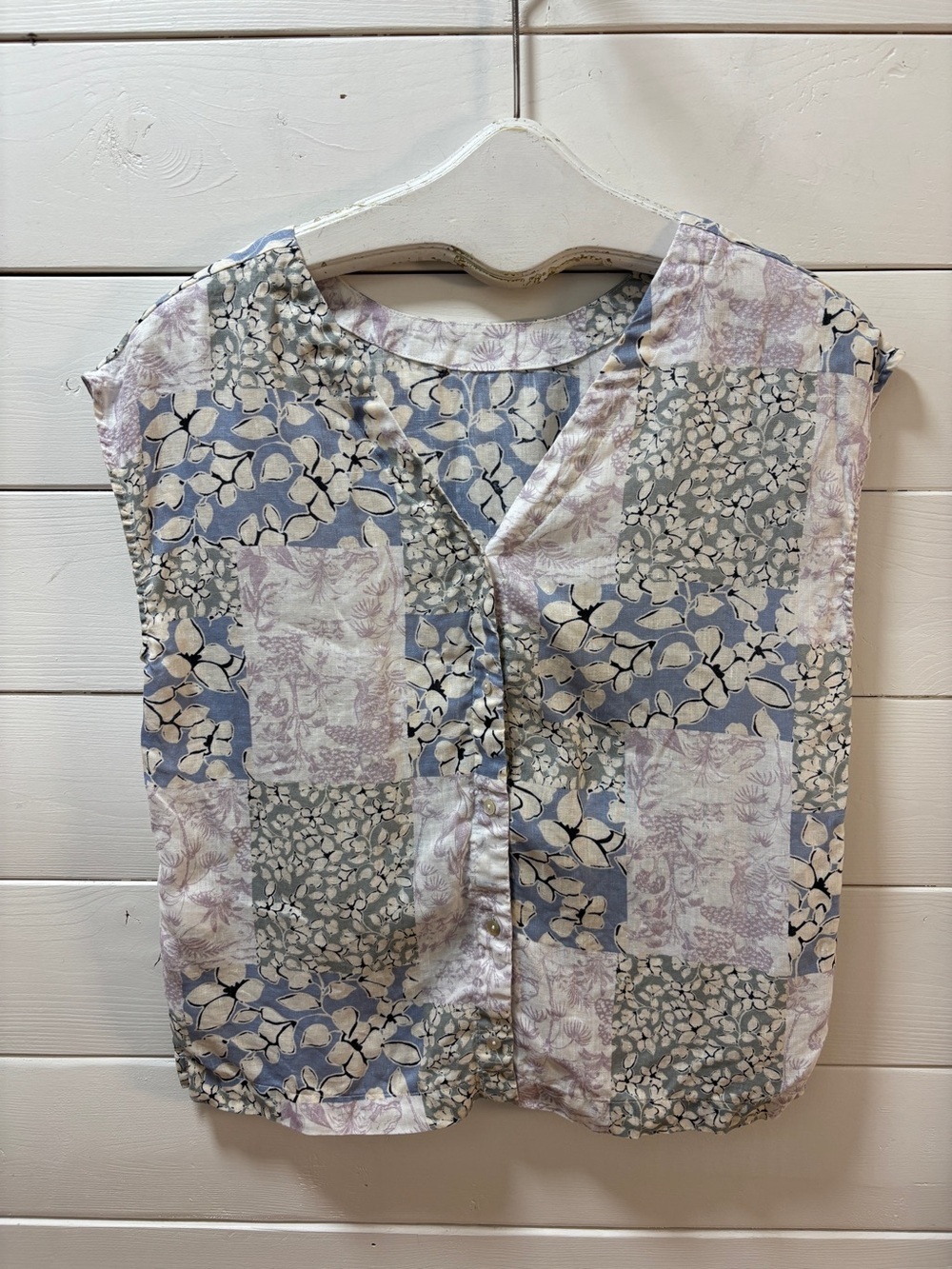 NICOLE MILLER Patchwork Linen Top Size S - Picture 5 of 8